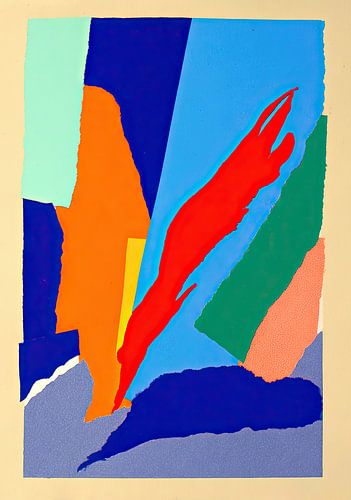 Abstracte kleurcompositie in blauw en oranje