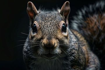 Close-up van een Eekhoorn in het Donker