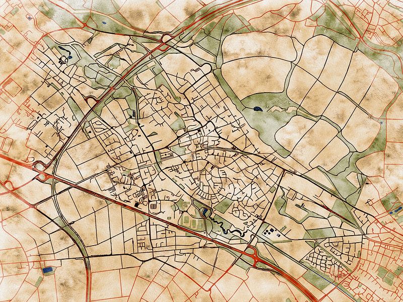 Map of Bergheim with the style 'Serene Summer' by Maporia