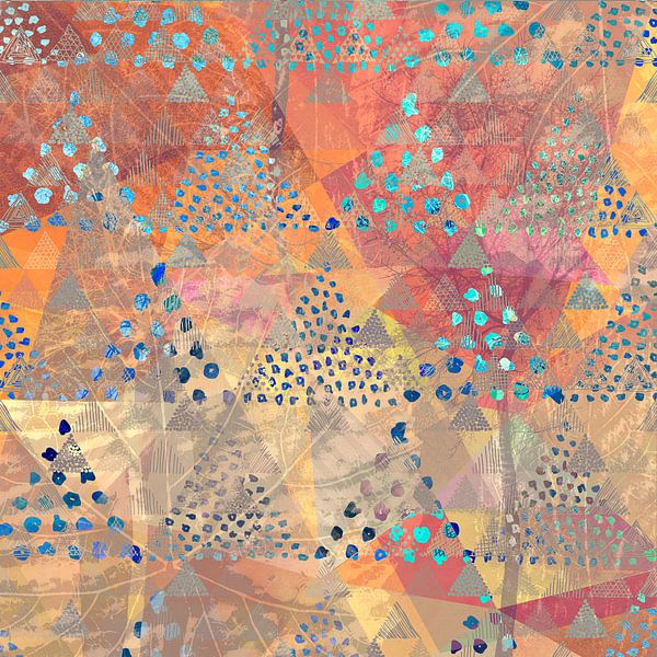 TRIANGLES DOTS LEAVES PATTERN-2 van Pia Schneider