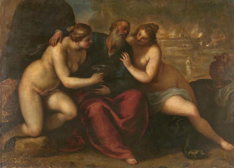 Lot und seine Töchter, Jacopo Palma der Jüngere von Meisterhafte Meister