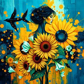Etherische fluisteringen: abstracte vormen en zonnebloemen van The Art of Mark Fischer