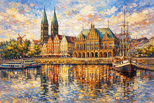 Bremen in Duitsland, een impressionistisch schilderij.