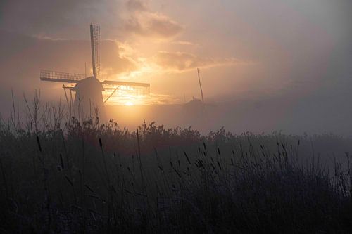 Sunrise in Kinderdijk World Heritage Site