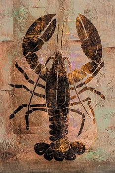 Kreeft schilderij. Bruin tinten.