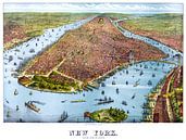 New York von 1879, Altes Plakat mit einem Bild der Stadt und der Insel in Amerika von Atelier Liesjes Miniaturansicht