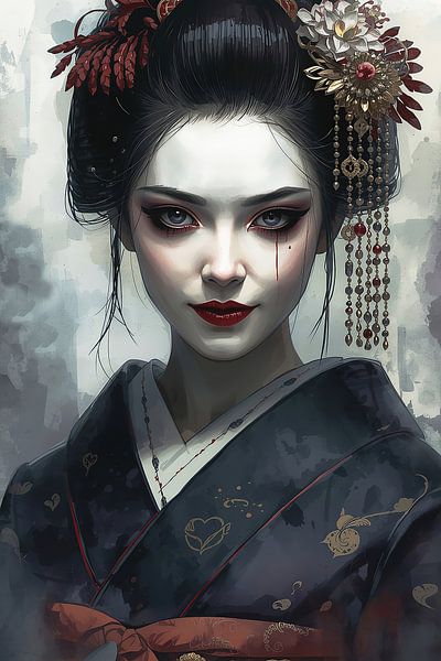 Gothic Geisha in dunklen Farben. von Brian Morgan