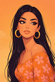 Zomerse Vrouw met Gouden Oorbellen Poster