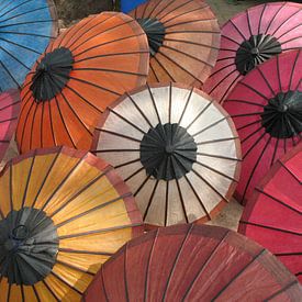 Colourful paper parasols in Luang Prabang - Laos by Marjan Schmit Visser
