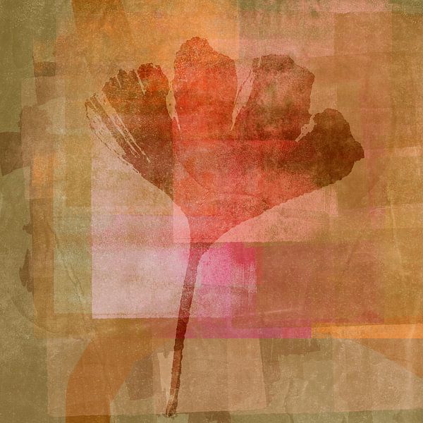 Vintage Leaf  in Warm Terra and Pink by Dina Dankers