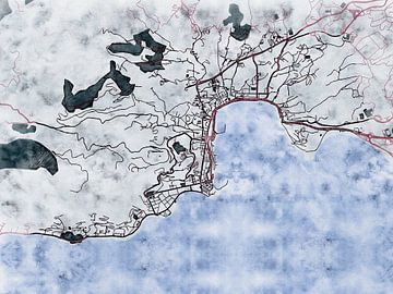 Kaart van Ajaccio in de stijl 'White Winter' van Maporia