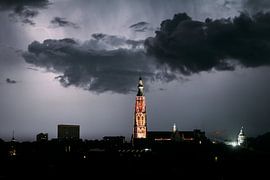 Lightning with the Great Church of Breda by Desmond Berger