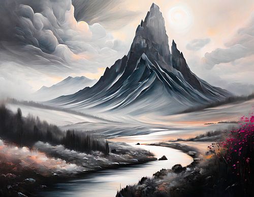 Schwarz Weiß Bild mit Landschaft