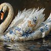Ein weißgoldener delfterblauer Schwan. von J.a Dijkstra