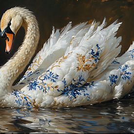 Cygne bleu en or blanc. sur J.a Dijkstra