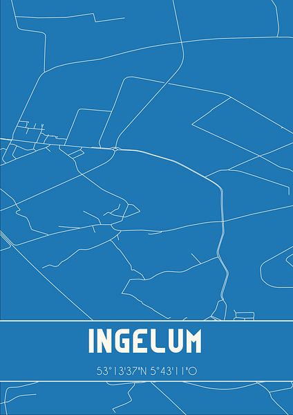 Blauwdruk | Landkaart | Ingelum (Fryslan) van Stad & Wand