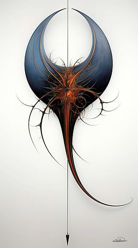 abstract figuur in blauw en oranje