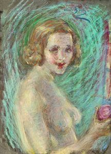 vintage nude illustration. Akt mit Obst. Alice Pike Barney
