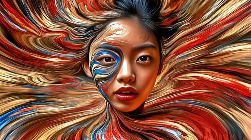 Portret van een vrouw met een beschilderd gezicht