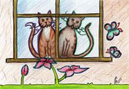 Bunte Katzenzeichnung von Gabi Gaasenbeek Miniaturansicht