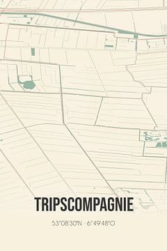 Vintage landkaart van Tripscompagnie (Groningen) van Rezona