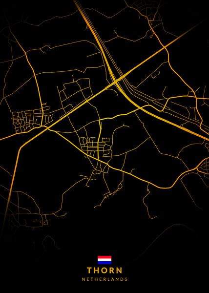 Thorn City Map Modern Black Gold by Kenda Maruyama