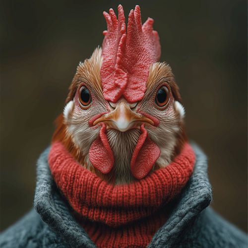 Haan gekleed voor de winter