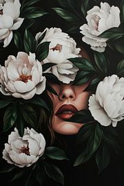Blütenverhülltes Porträt einer Frau von Poster Art Shop