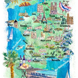 Illustrated map of France by Markus Bleichner