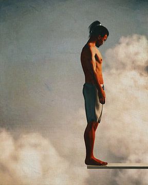 Gemälde eines Mannes auf einem Sprungbrett von Jan Keteleer