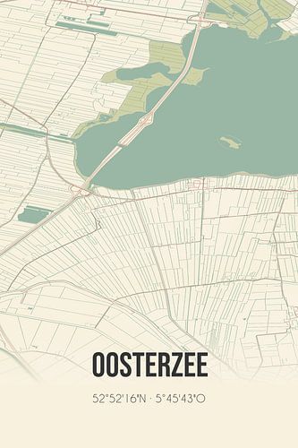 Alte Karte von Oosterzee (Fryslan)