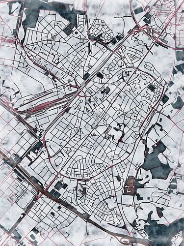 Kaart van Geleen in de stijl 'White Winter'