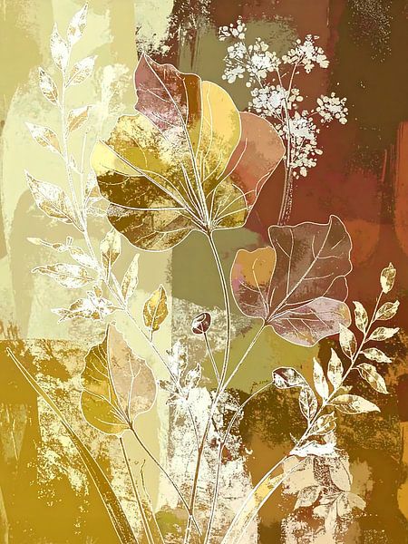 Modern Botanical illustration - Autumn leaves -1 by Studio Pieternel