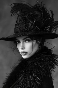 Portrait de femme en noir et blanc sur haroulita