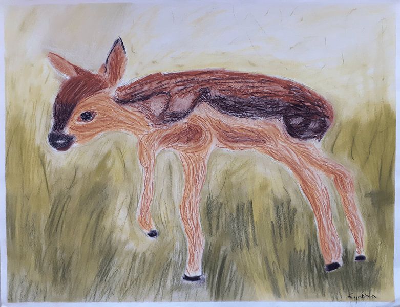 Cerf dans le champ par Cynthia Seinen