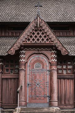 Deur in de Gustav Adolf-staafkerk in Hahnenklee, Duitsland 2