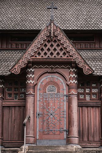 Door in the Gustav Adolf Stave Church in Hahnenklee, Germany 2