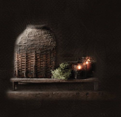 Nature morte d'intérieur de campagne Panier en argile antique Inde