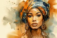 Afrikaanse schoonheid vrouw kunst geschilderd