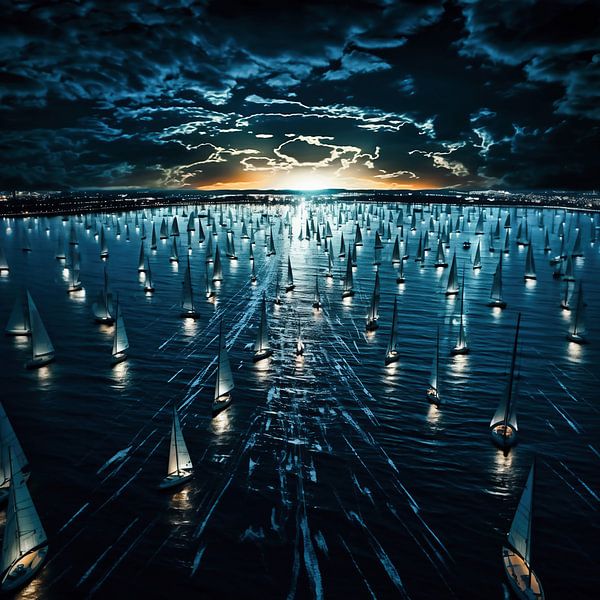 Régate de voile de nuit par fernlichtsicht