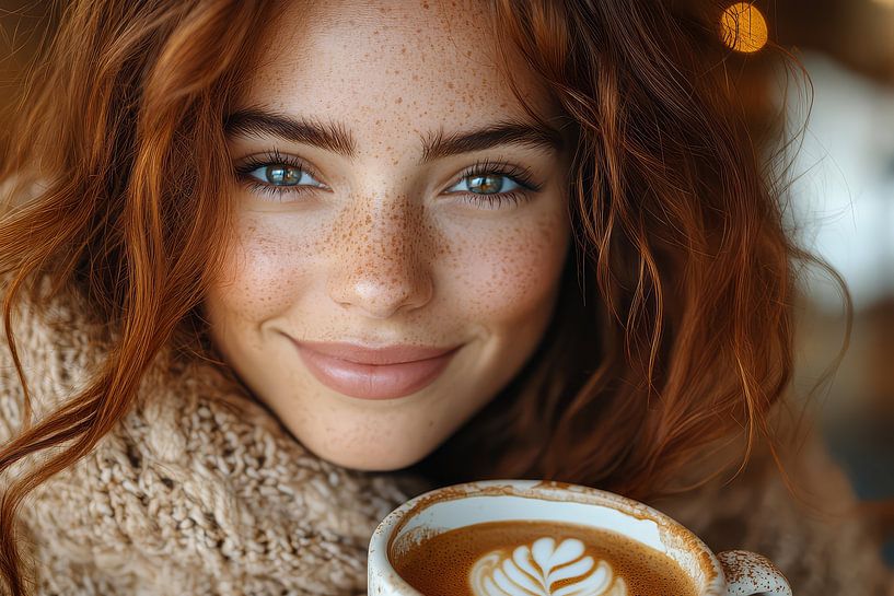 femme boit du café par Egon Zitter