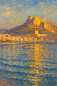 Sonnenuntergang am Schloss Santa Barbara in Alicante – Impressionistische Meereslandschaft an der Costa Blanca