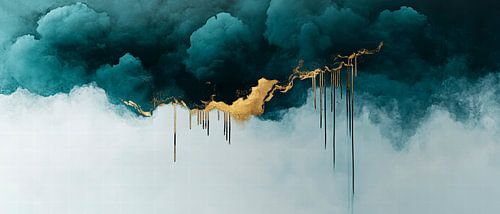 Dramatische lucht in blauw en goud