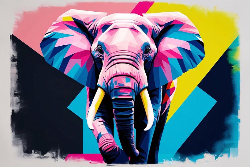 Colourful abstract elephant art by Art & Soul Creations