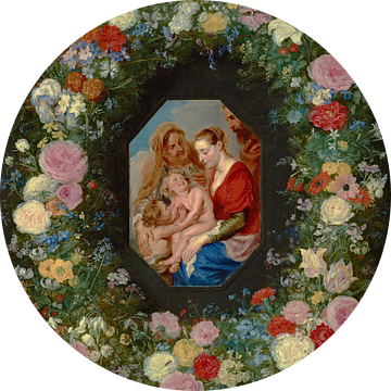 Heilige Familie met bloemenkrans, Jan Brueghel de Oude