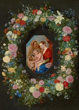 Sainte Famille avec une guirlande de fleurs, Jan Brueghel l'Ancien