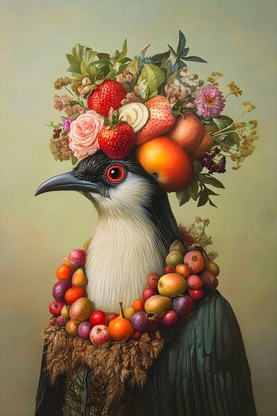 Buntes Vogelporträt von But First Framing