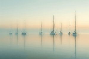 Sanft gefärbtes Meer und Segelboote für ein zeitloses Sommerfeeling