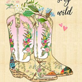 Stay wild western boots Collage von Green Nest