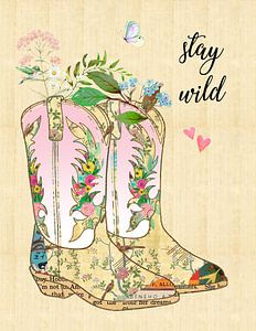 Stay wild western boots Collage sur Green Nest